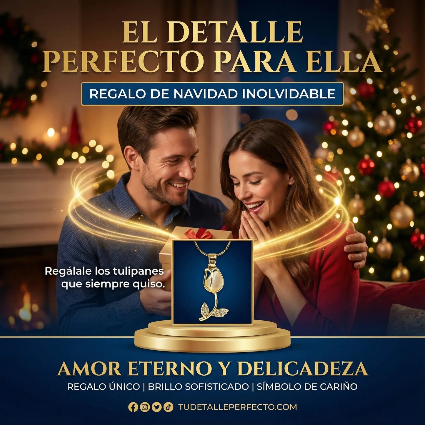 Collar Tulipán | Baño de Oro + Caja de Regalo Gratis✨