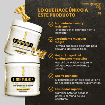 KING MAKER® Suplemento Natural Potenciador para Hombres - 120 Cápsulas