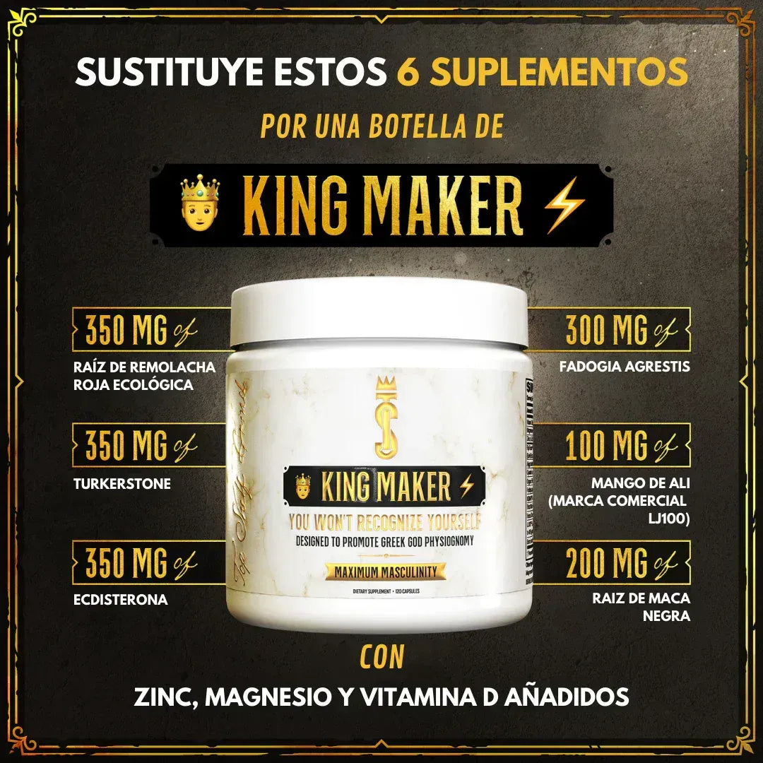 KING MAKER® Suplemento Natural Potenciador para Hombres - 120 Cápsulas