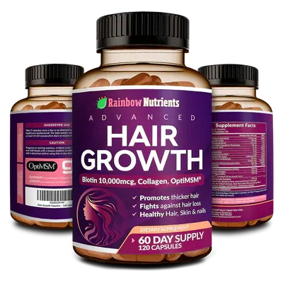 Hair Growth Advanced – Biotina 10,000 mcg | Colágeno Premium | OptiMSM® (Fórmula 60 Días)