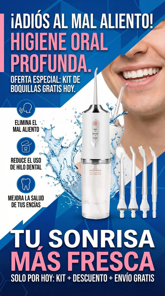 Irrigador Bucal | Liquidación Enero | Pack 4 Cabezales Gratis
